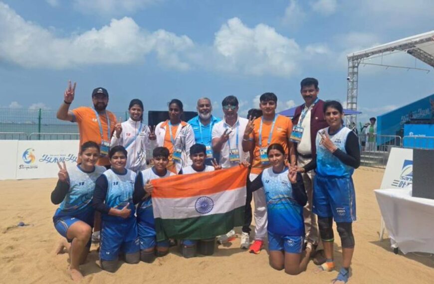 The Indian Women’s Kabaddi team secures GOLD at the 6th Asian Beach Games
